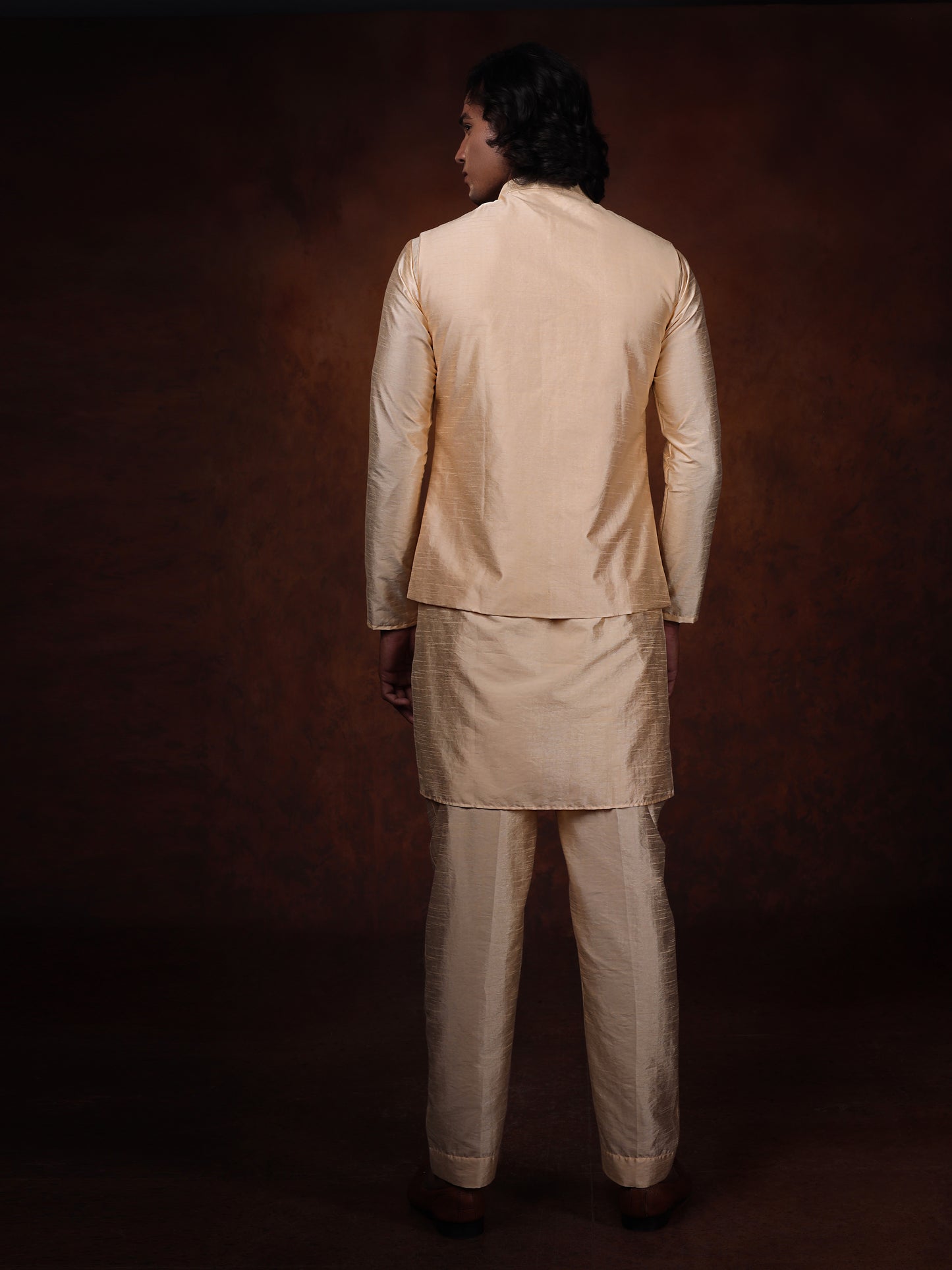 Ivory Dupion Silk Kurta With Embroidered Jecket